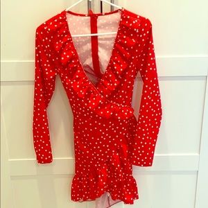 Mini wrap ruffle dress holiday dress